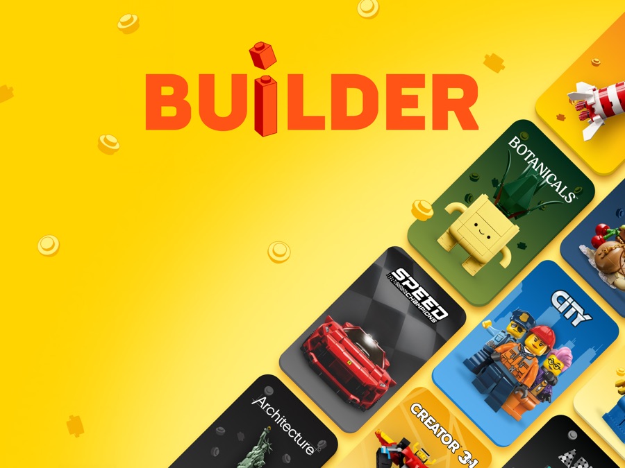 Official LEGO Builder app screenshot showing its digital building experience.